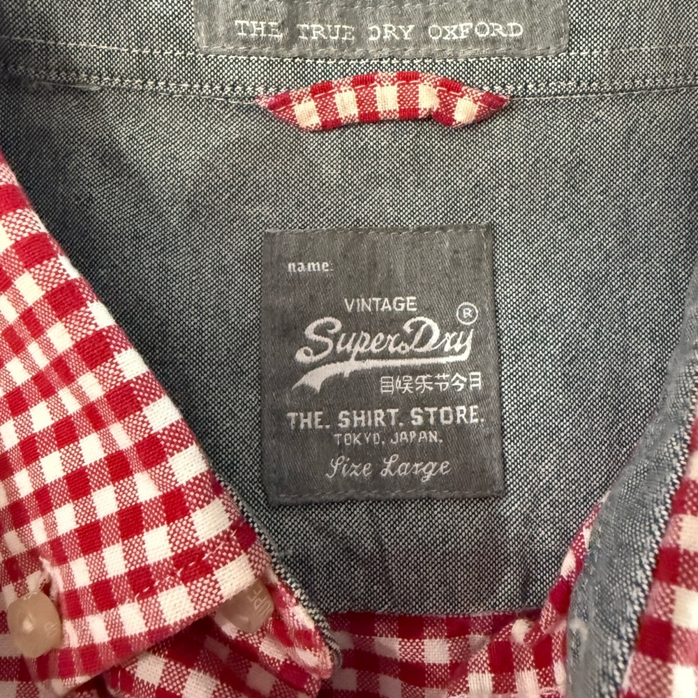 SuperDry Red Checkered Men's Short Sleeve cotton Shirt